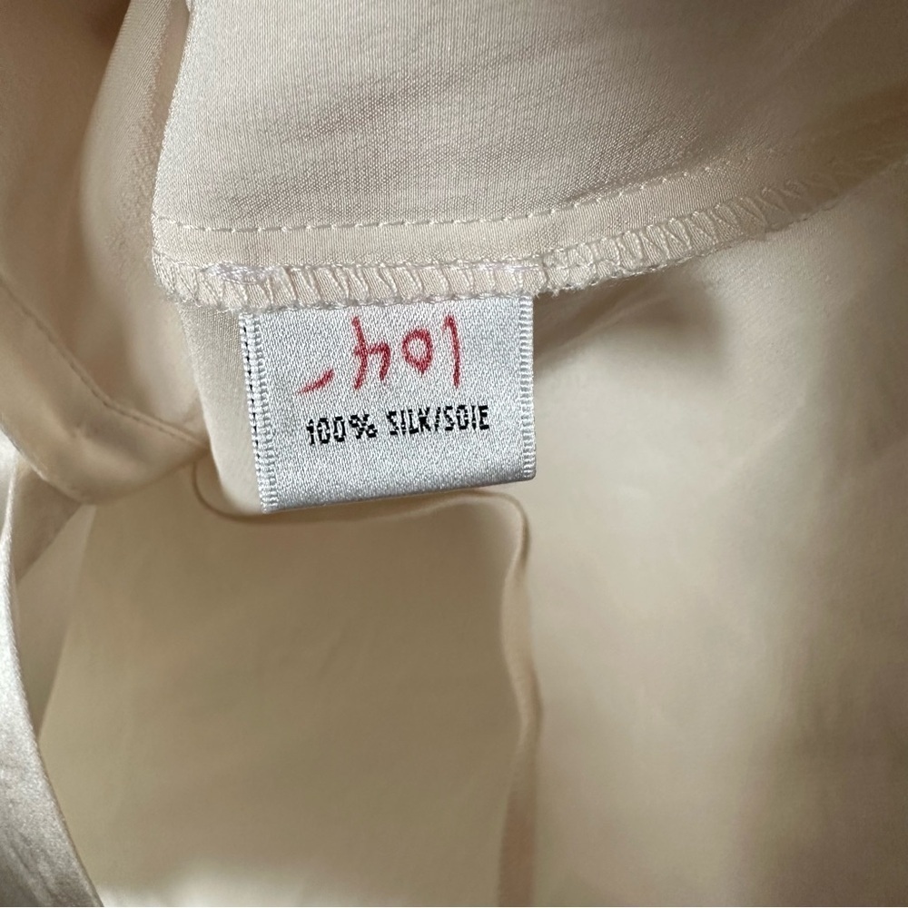 Lafayette 148 New York Silk Ruffle Blouse Cream Button Down Size 6 - Picture 8 of 9